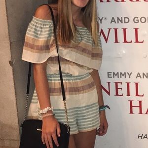 Striped off-the-shoulder boutique romper